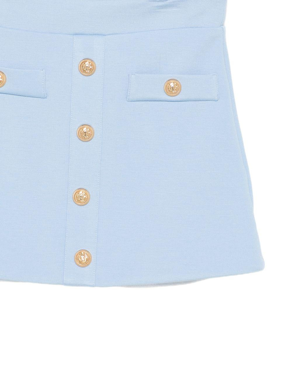 Gonna per bambina Balmain Kids azzurra con dettagli bottoni - Rubino Kids