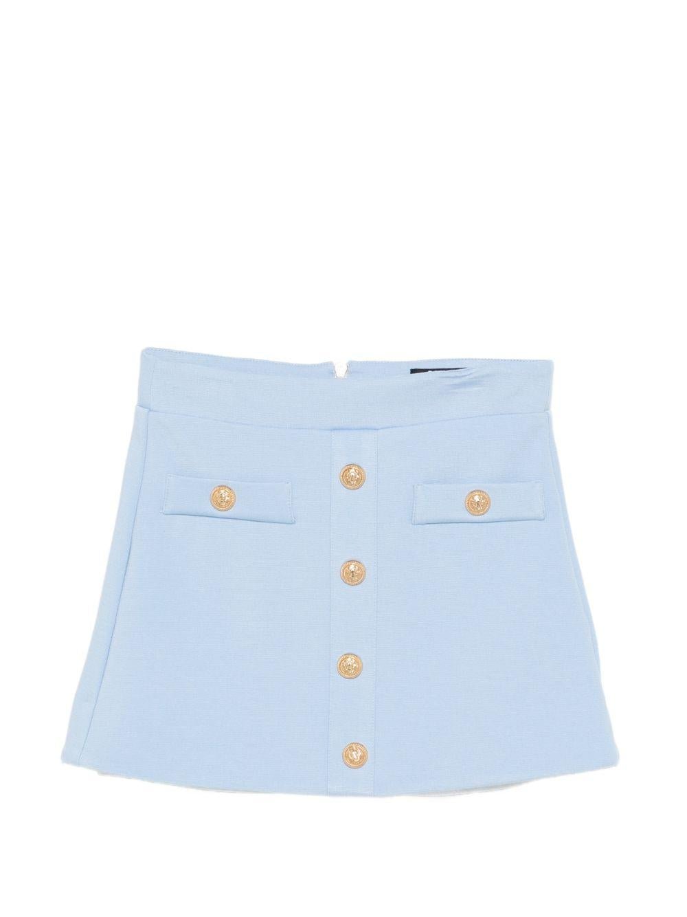 Gonna per bambina Balmain Kids azzurra con dettagli bottoni - Rubino Kids
