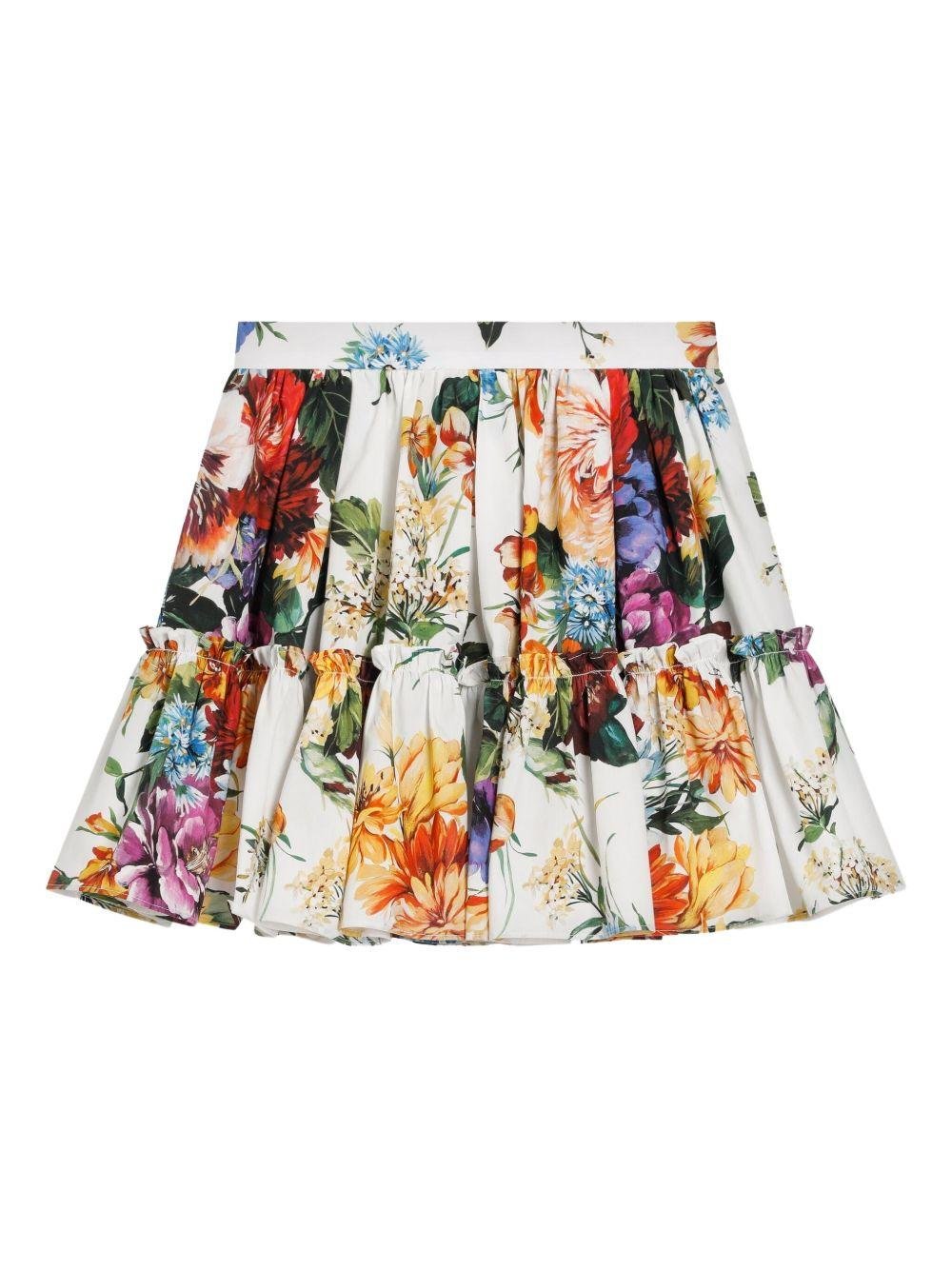 Gonna per bambina Dolce & Gabbana Kids bianca con stampa floreale all - over - Rubino Kids