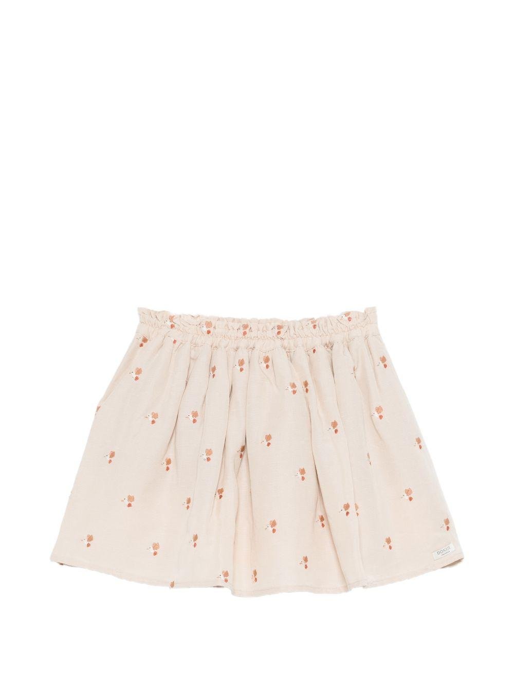 Gonna per bambina Donsje beige con stampa floreale - Rubino Kids