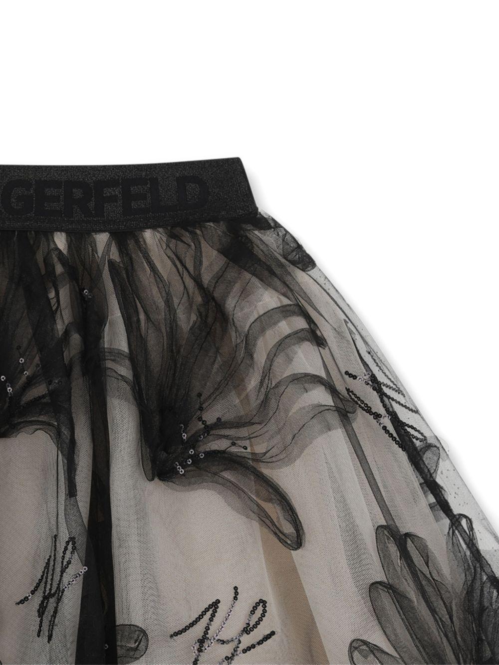 Gonna per bambina Karl lagerfeld Kids nera con paillettes - Rubino Kids