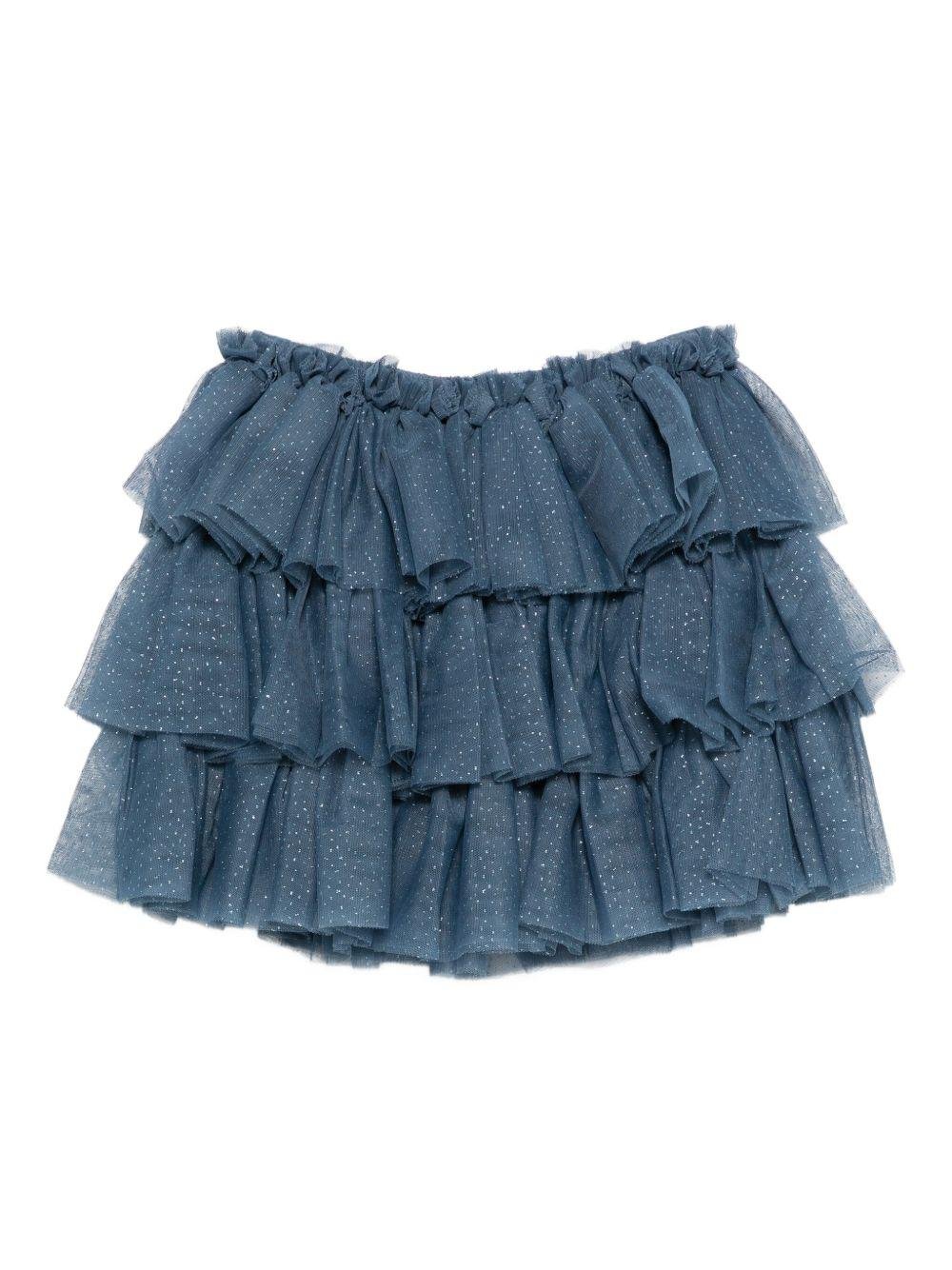 Gonna per bambina Konges Sløjd blu con strati di ruches - Rubino Kids