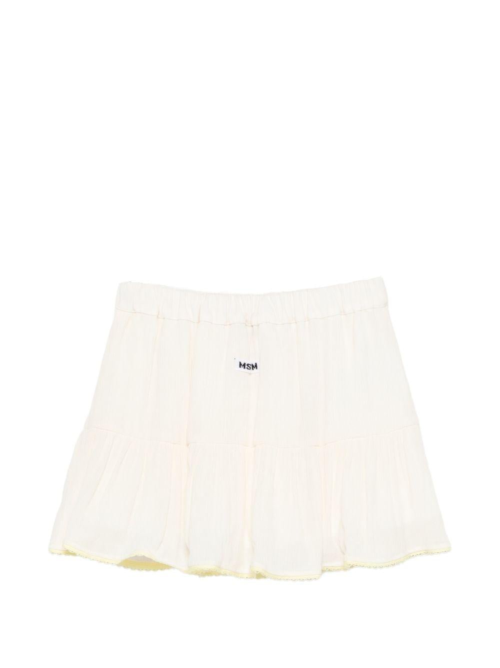 Gonna per bambina MSGM Kids bianco con design a balze - Rubino Kids