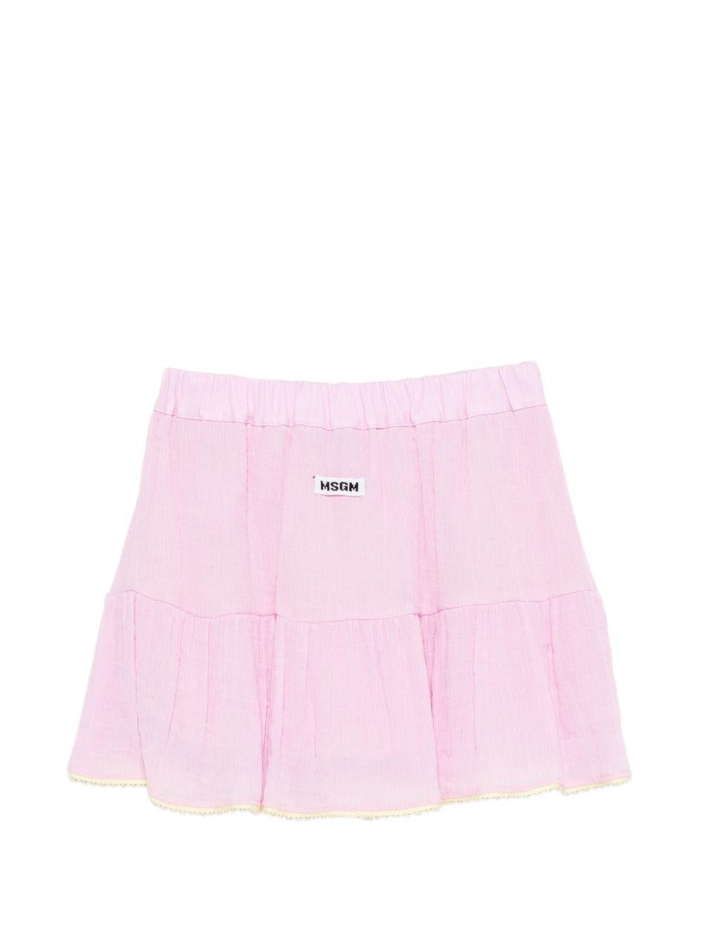 Gonna per bambina MSGM Kids rosa con design a balze - Rubino Kids