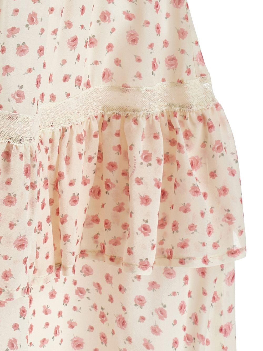Gonna per bambina Philosophy di Lorenzo Serafini Kids bianca con stampa a fiori all - over - Rubino Kids