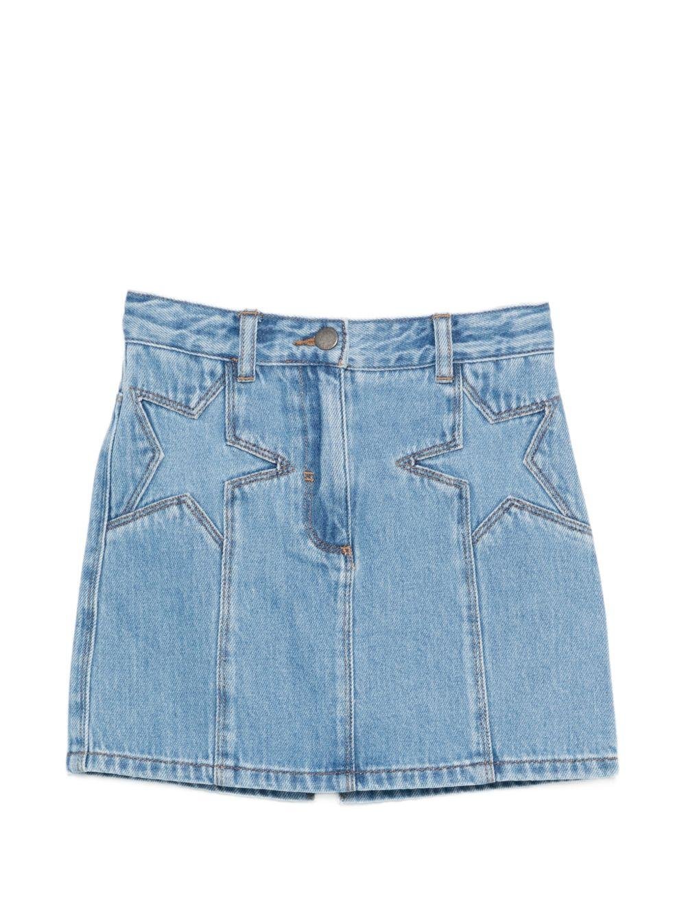 Gonna per bambina Stella McCartney Kids in denim con dettagli stelle - Rubino Kids