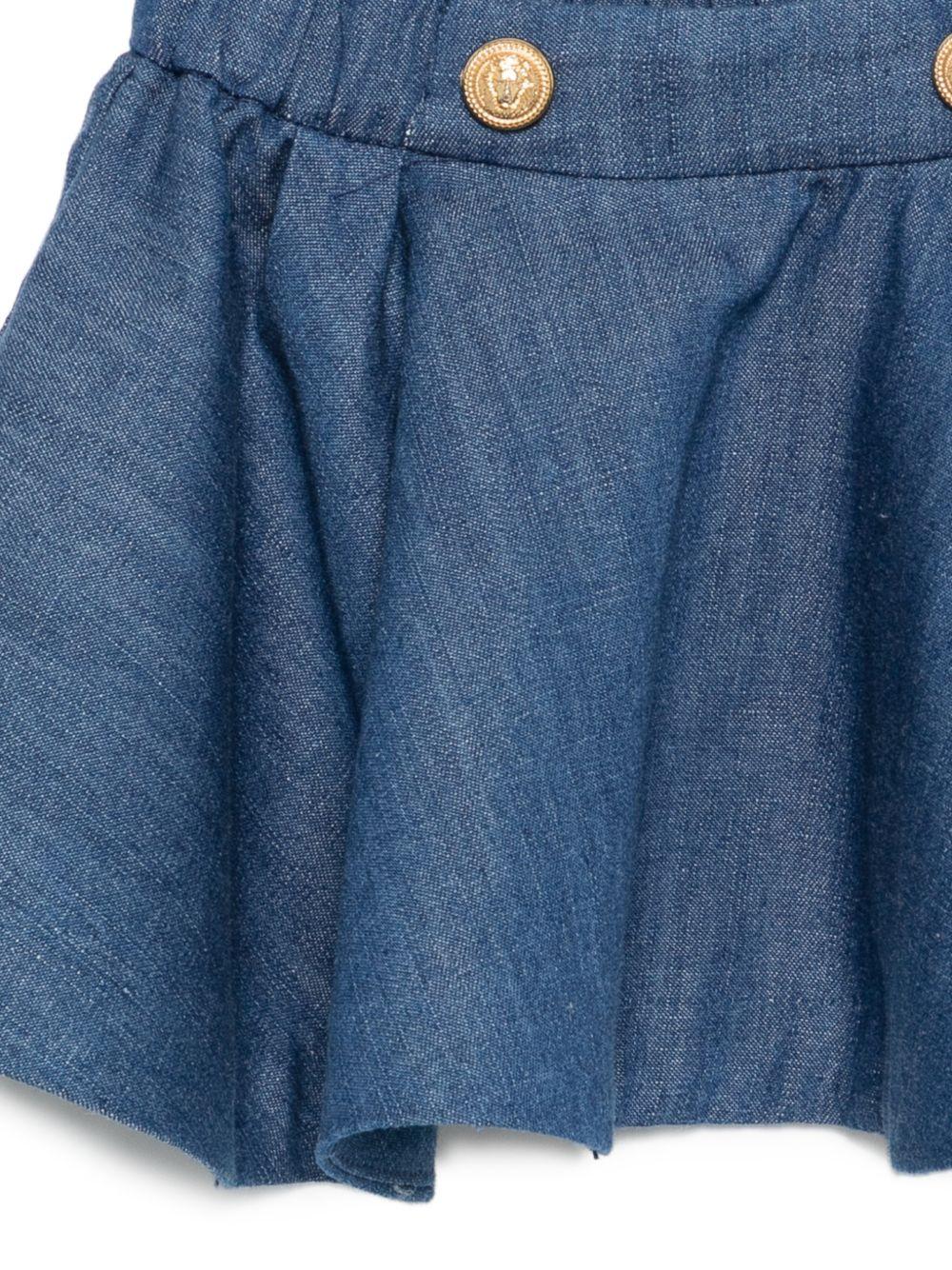 Gonna per neonata Balmain Kids blu con bottoni color oro - Rubino Kids