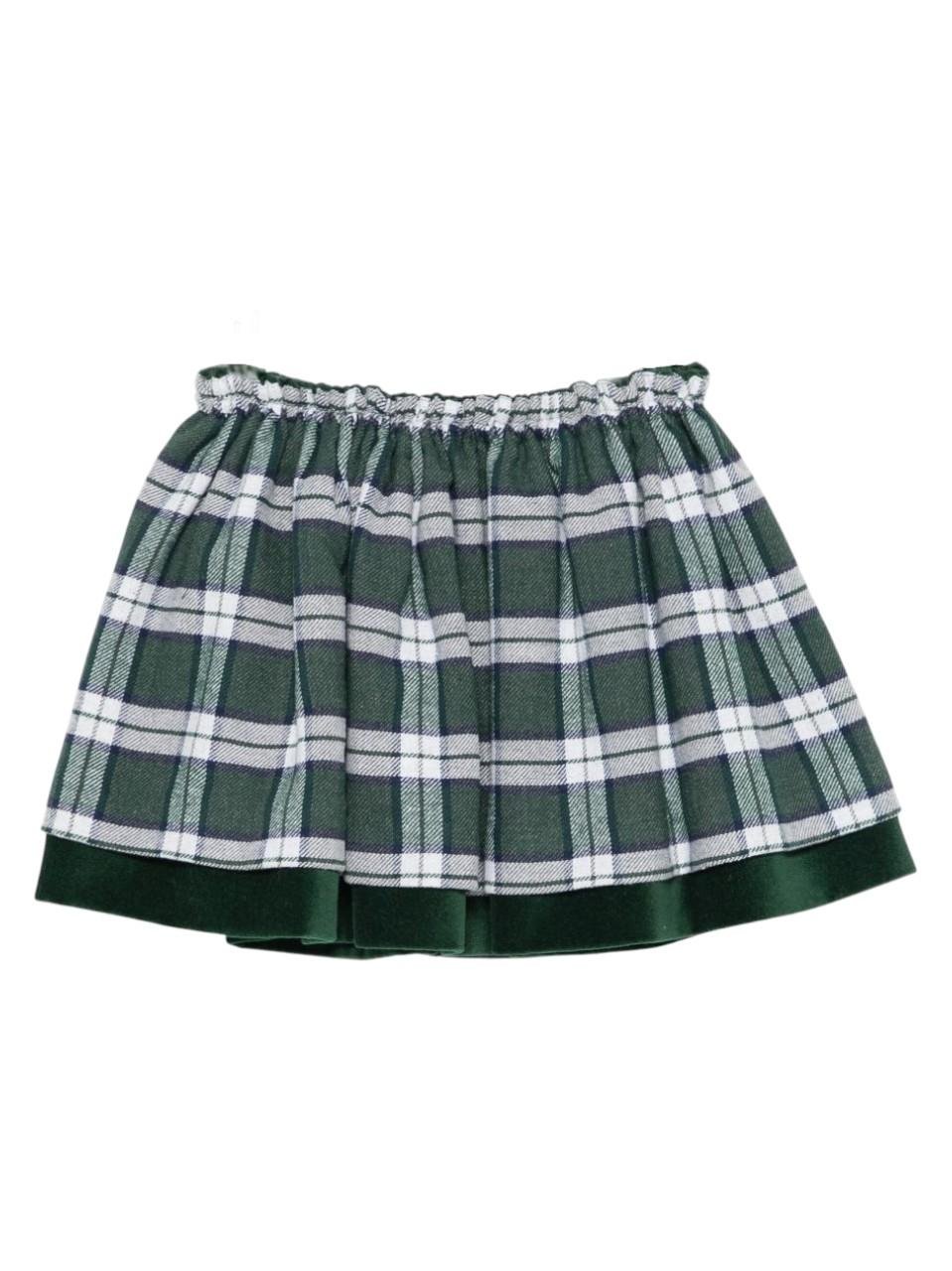 Gonna per neonata Mariella Ferrari verde con motivo scozzese - Rubino Kids