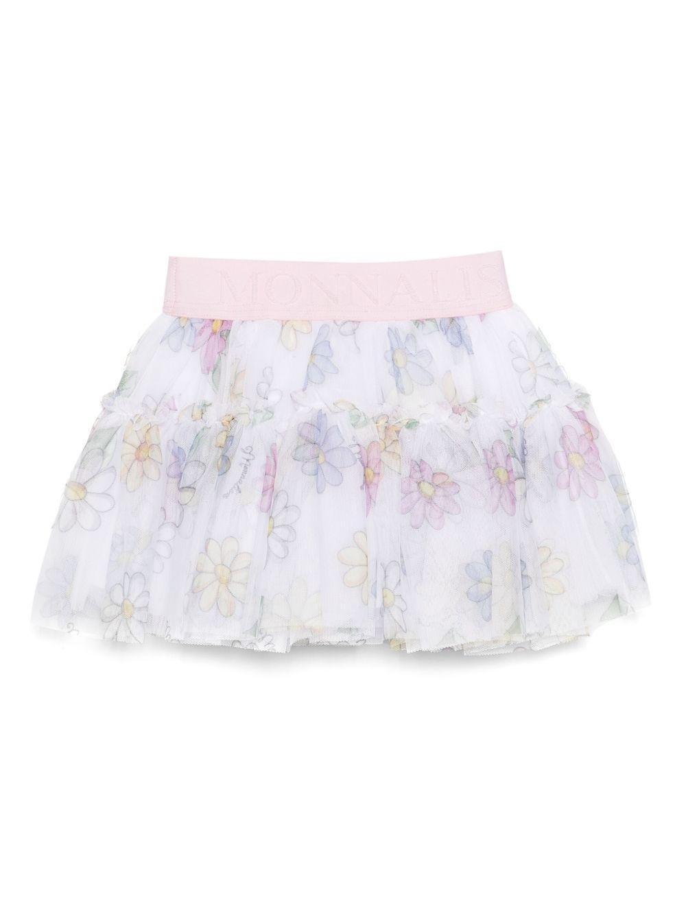 Gonna per neonata Monnalisa bianco a fiori - Rubino Kids