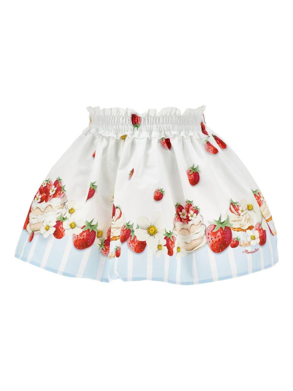 Gonna per neonata Monnalisa bianco con stampa a fragole - Rubino Kids