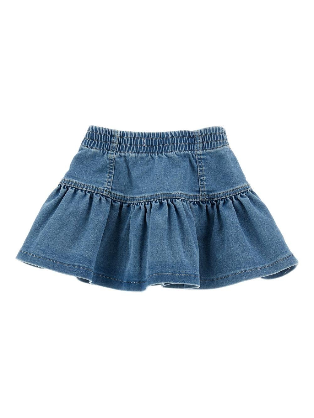 Gonna per neonata Monnalisa denim con logo ricamato - Rubino Kids