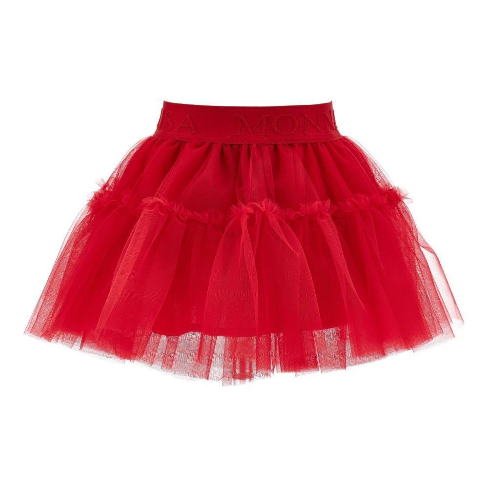 Gonna per neonata Monnalisa rossa con banda logo - Rubino Kids