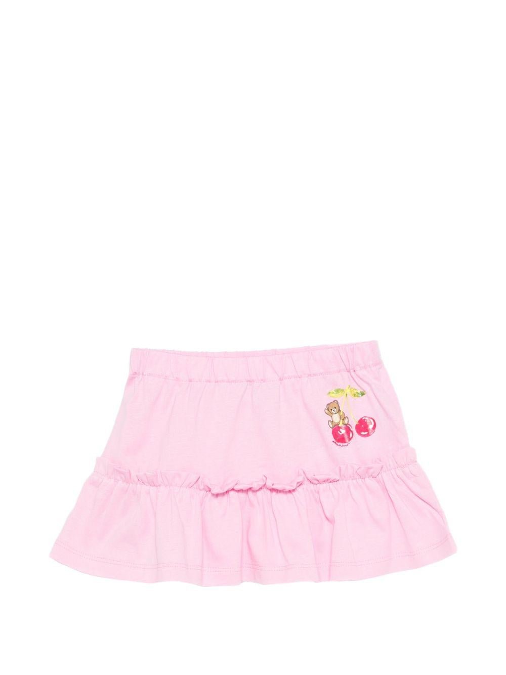 Gonna per neonata Moschino Kids rosa con stampa ciliegie - Rubino Kids