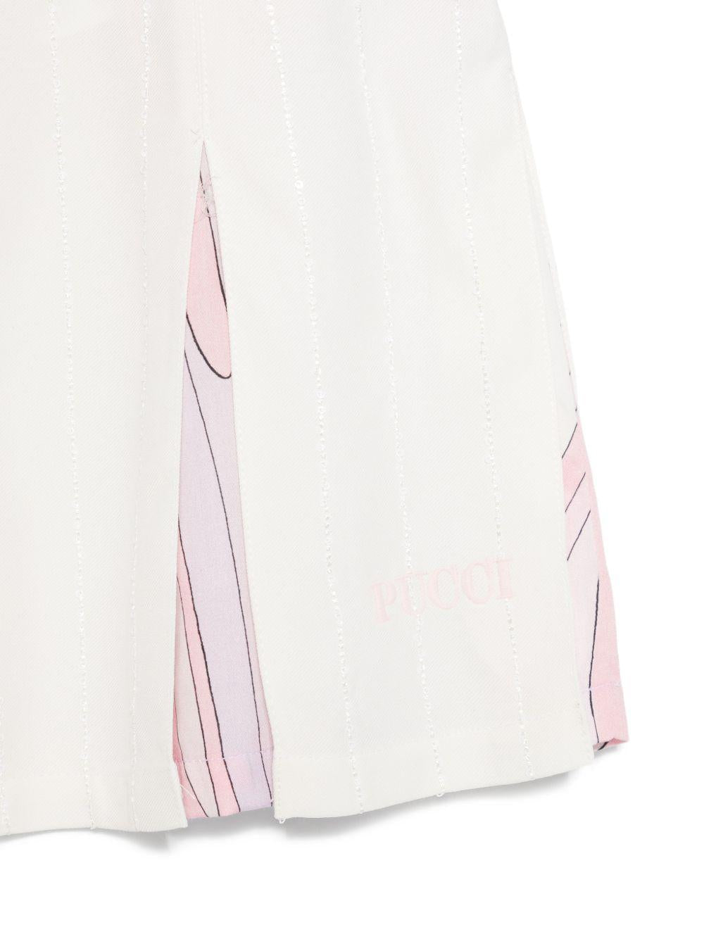 Gonna plissettata per bambina Emilio Pucci Junior bianca con stampa - Rubino Kids