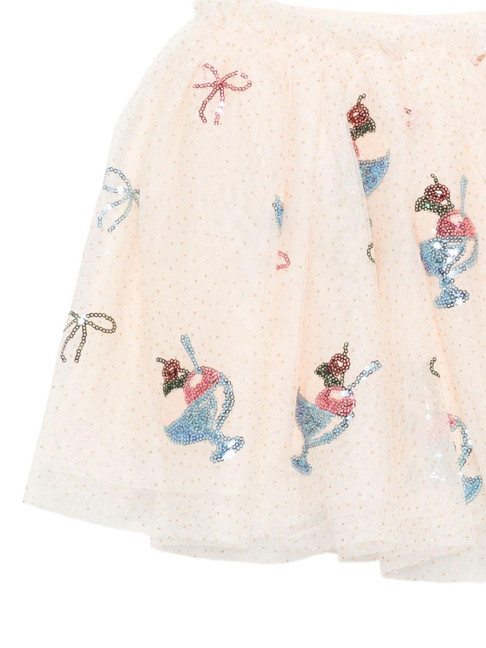 Gonna Yvonne per bambina Konges Sløjd beige con ricamo gelato - Rubino Kids