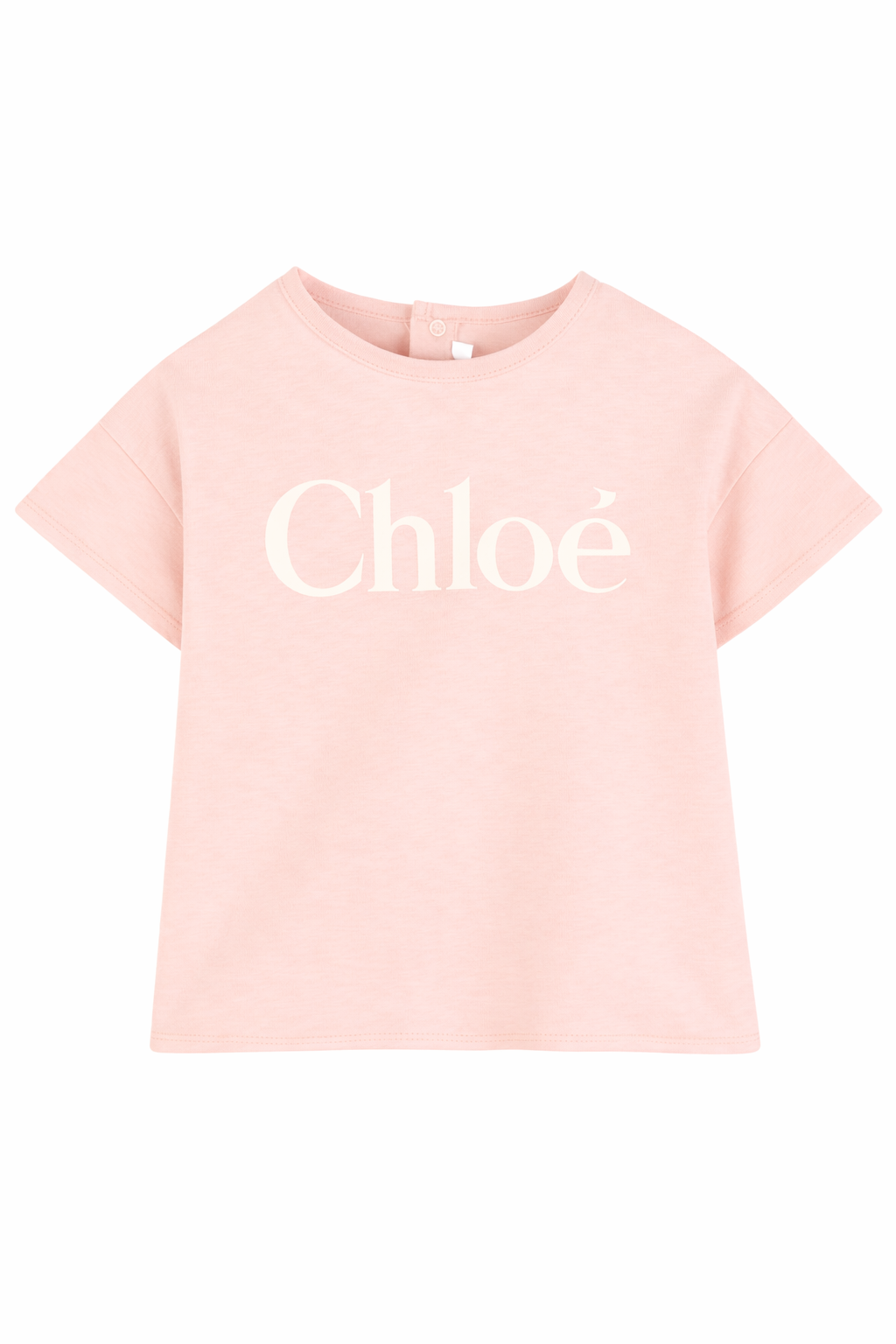 T-shirt per neonata Chloé Kids rosa con scritta logo C20910 46J CHLOE' KIDS