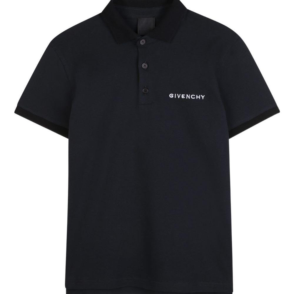T-shirt per bambino Givenchy Kids nera con colletto stile polo H31121 09B GIVENCHY KIDS