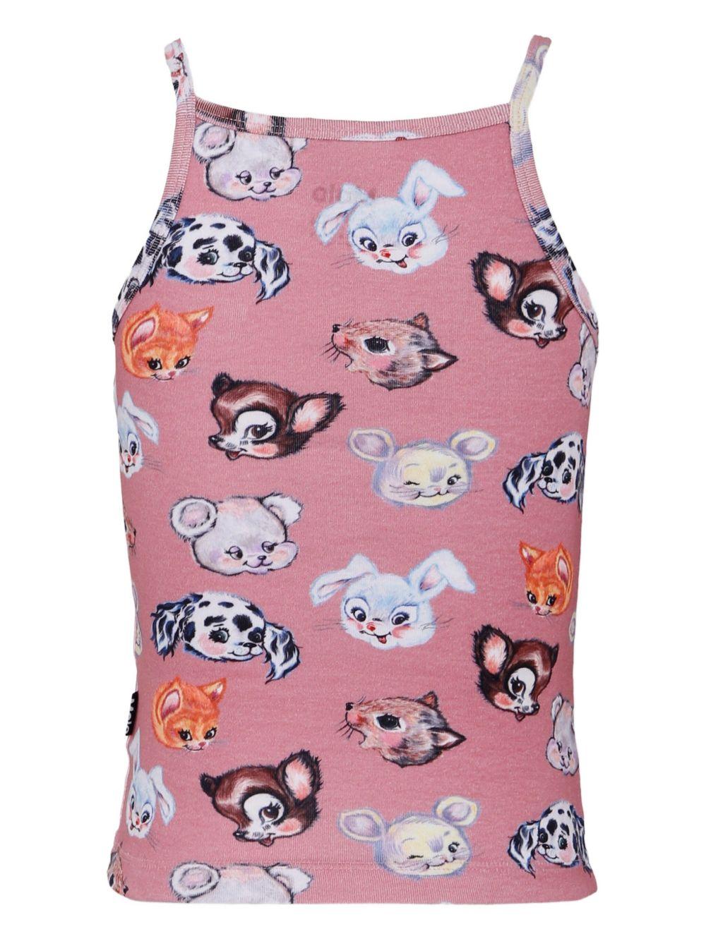 Set canotta e slip per bambina Molo rosa con stampa animali 2W25Q701 9467 MOLO