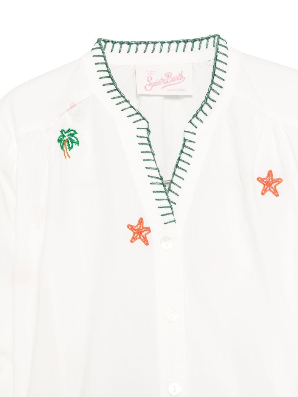 Blusa per bambina MC2 Saint Barth Kids bianca con ricami a tema marino LIO0002 00429L MC2 ST. BARTH KIDS