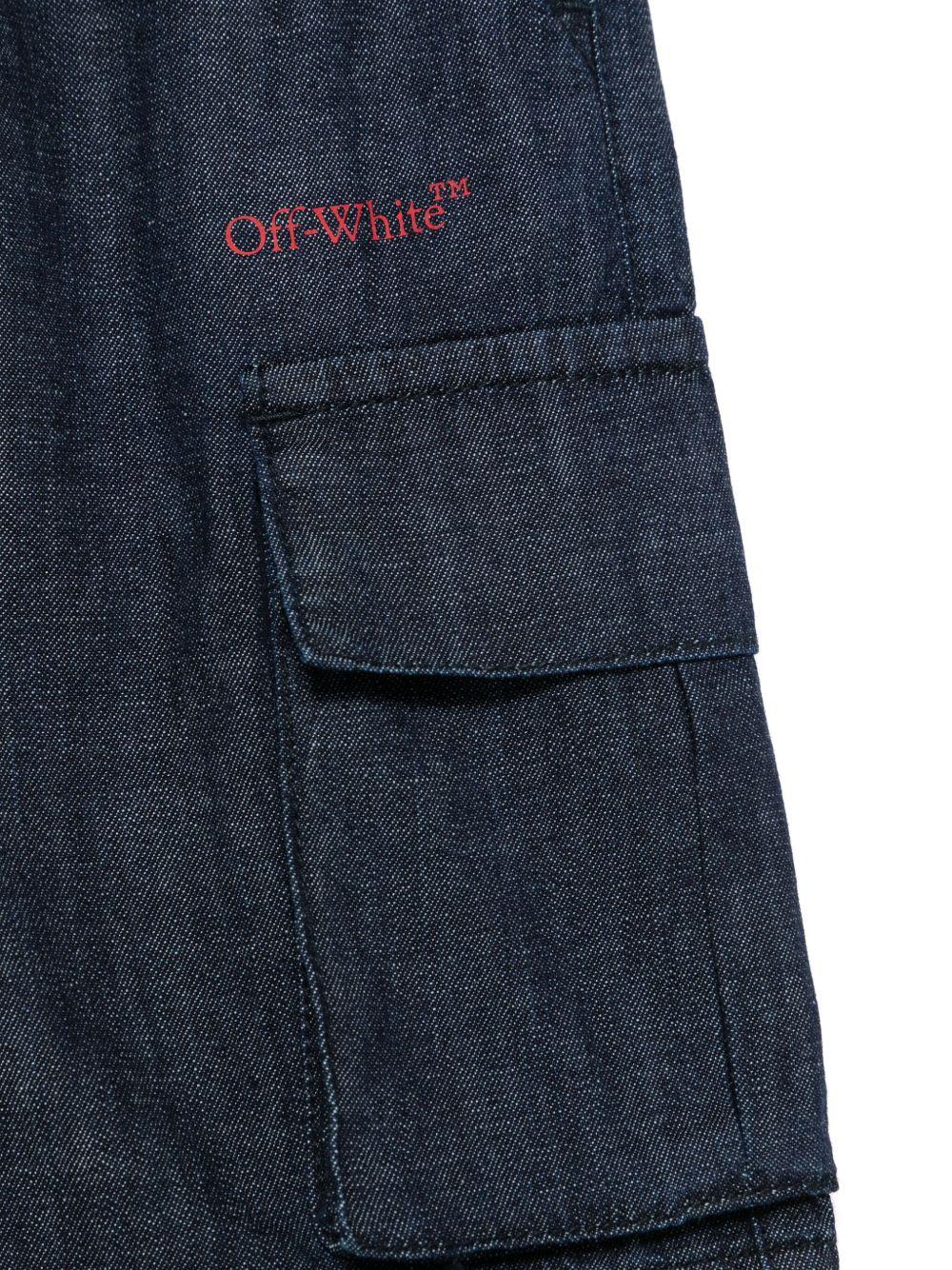 Shorts denim per bambino Off-White Kids blu con due tasche laterali OBYC002S25DEN001 4926 OFF WHITE KIDS