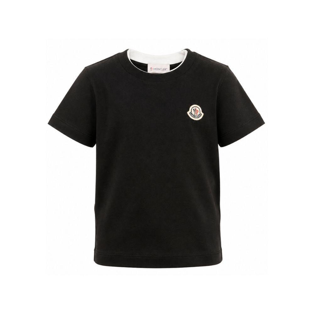 T-shirt per bambino Moncler Enfant nera con dettaglio logo L29548C0000889AFV 999 MONCLER KIDS