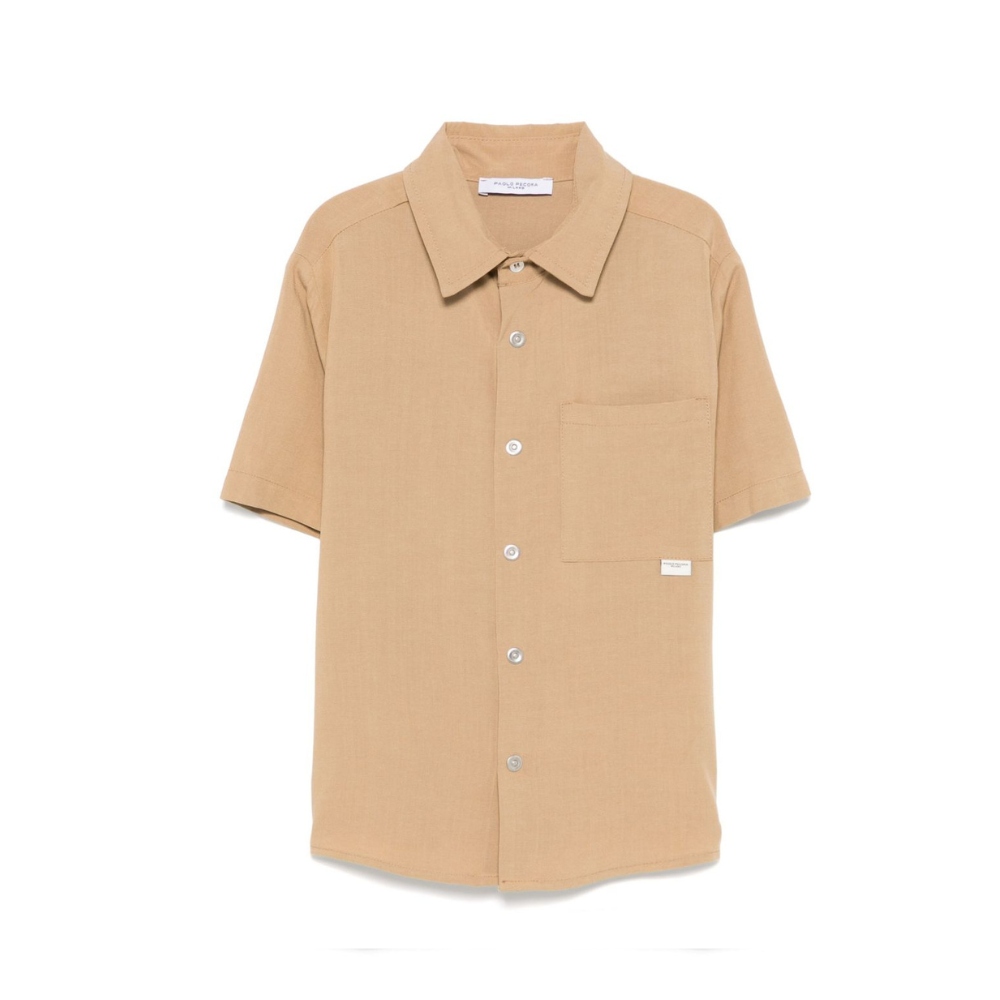 Camicia a maniche corte per bambino Paolo Pecora Kids beige con orlo curvo PP4001 BEIGE PAOLO PECORA KIDS