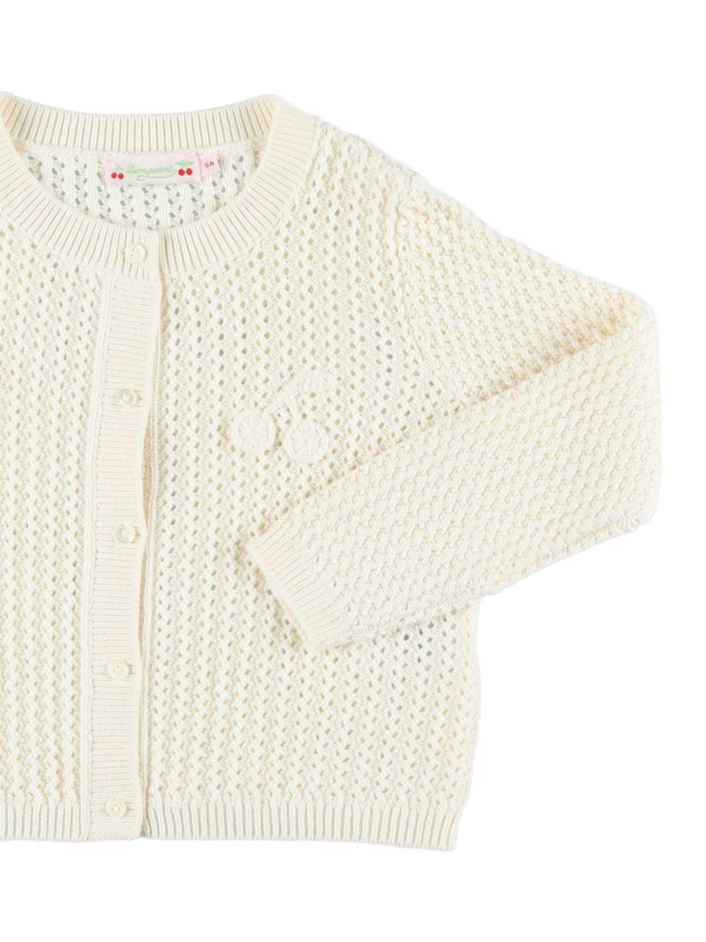 Cardigan per bambina Bonpoint bianco con logo ricamato S06GCAK00001 003 BONPOINT KIDS