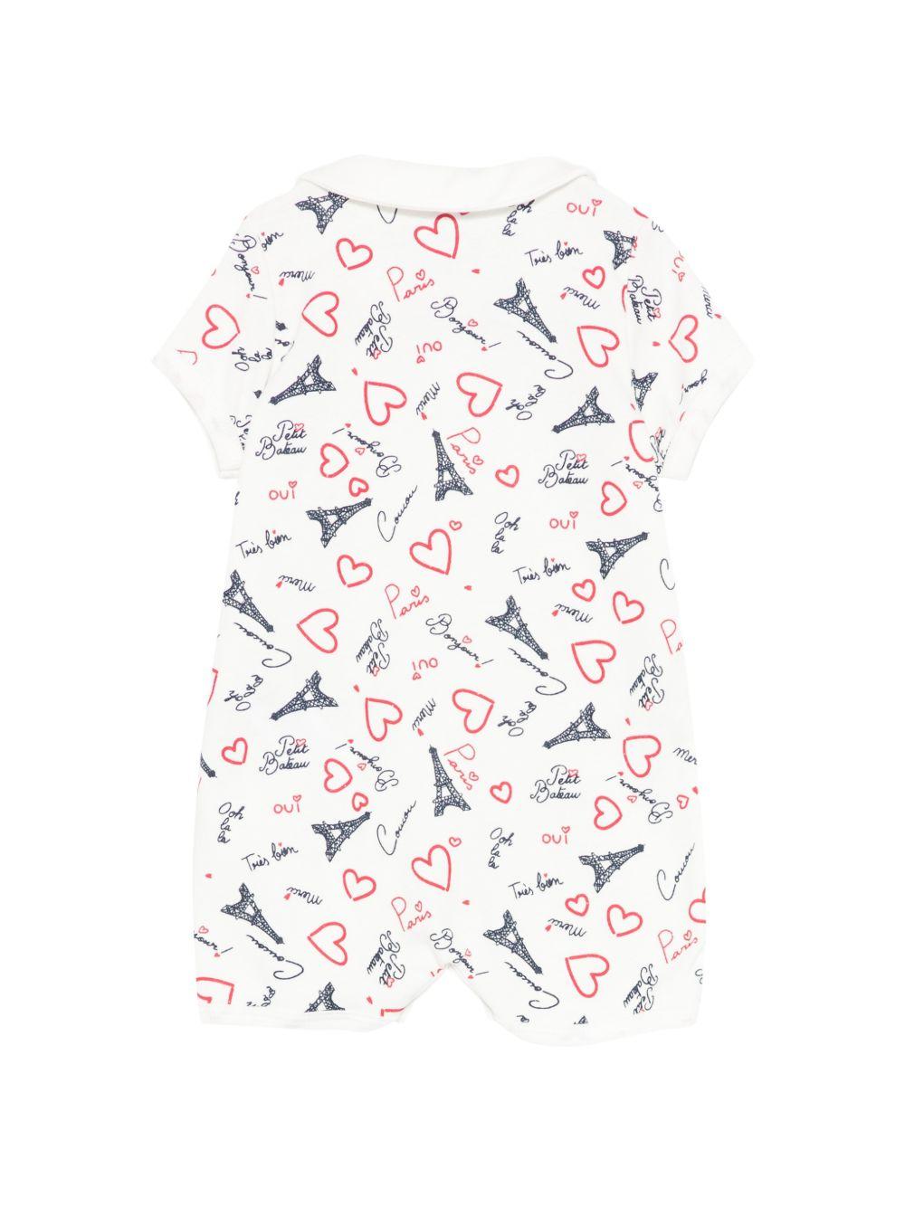Tutina per neonati Petit Bateau bianca con stampa torre eiffel A0FES 01 PETIT BATEAU KIDS