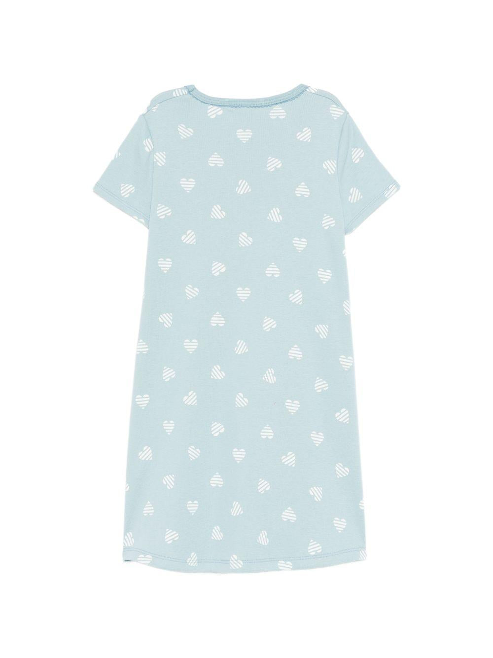 Camicia da notte per bambina Petit Bateau azzura con stampa a cuori A0FC6 01 PETIT BATEAU KIDS