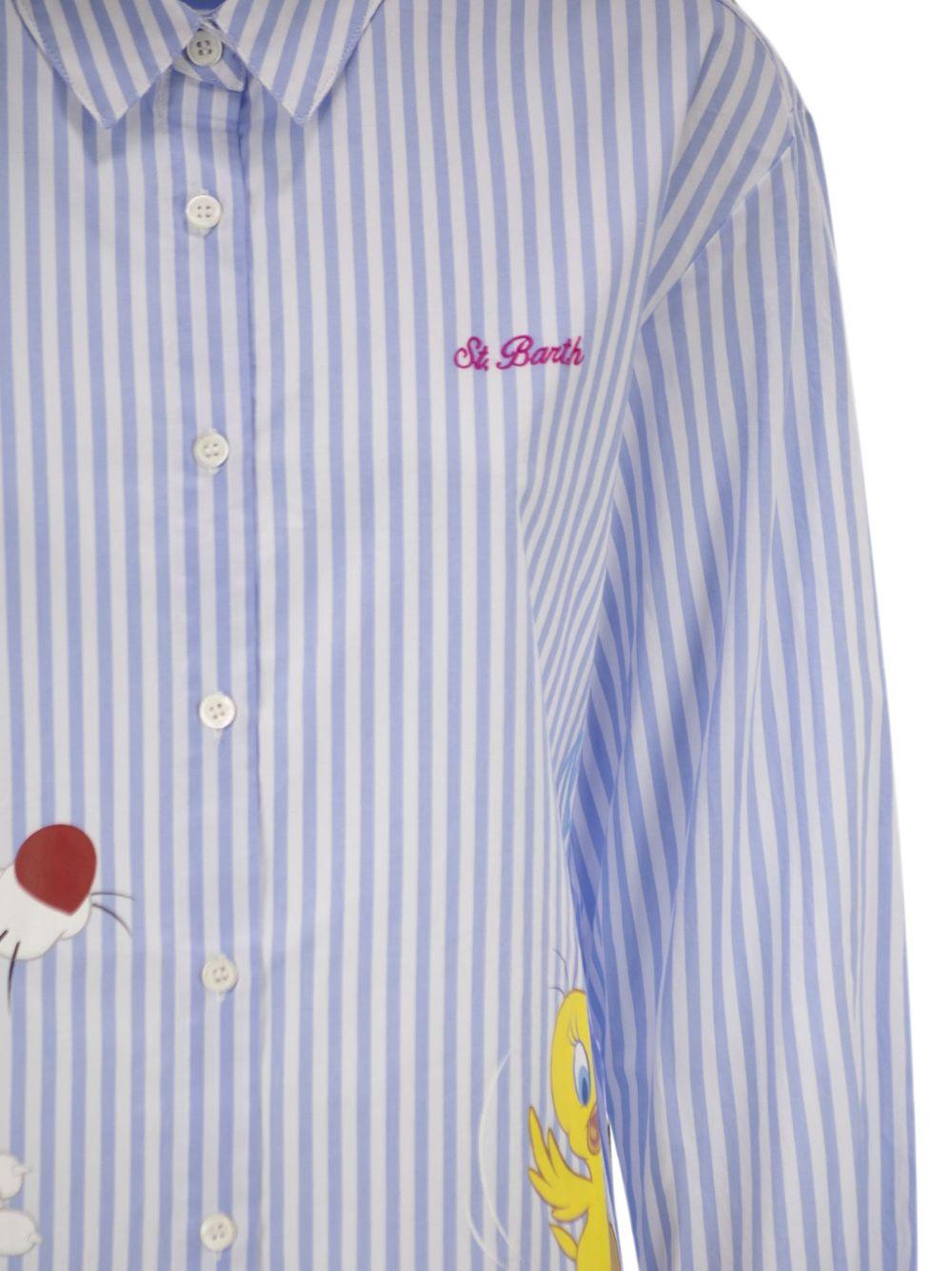 Camicia a righe MC2 Saint Barth x Looney Tunes azzurra BRIG005 01933L MC2 ST. BARTH