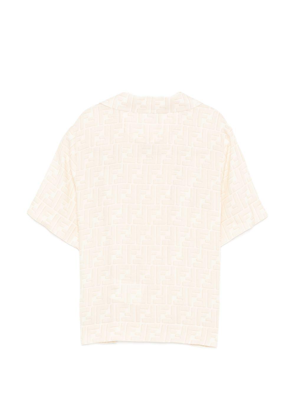Camicia per bambino Fendi Kids bianco crema con logo ricamato JUC109 AY8C F1P2N FENDI KIDS