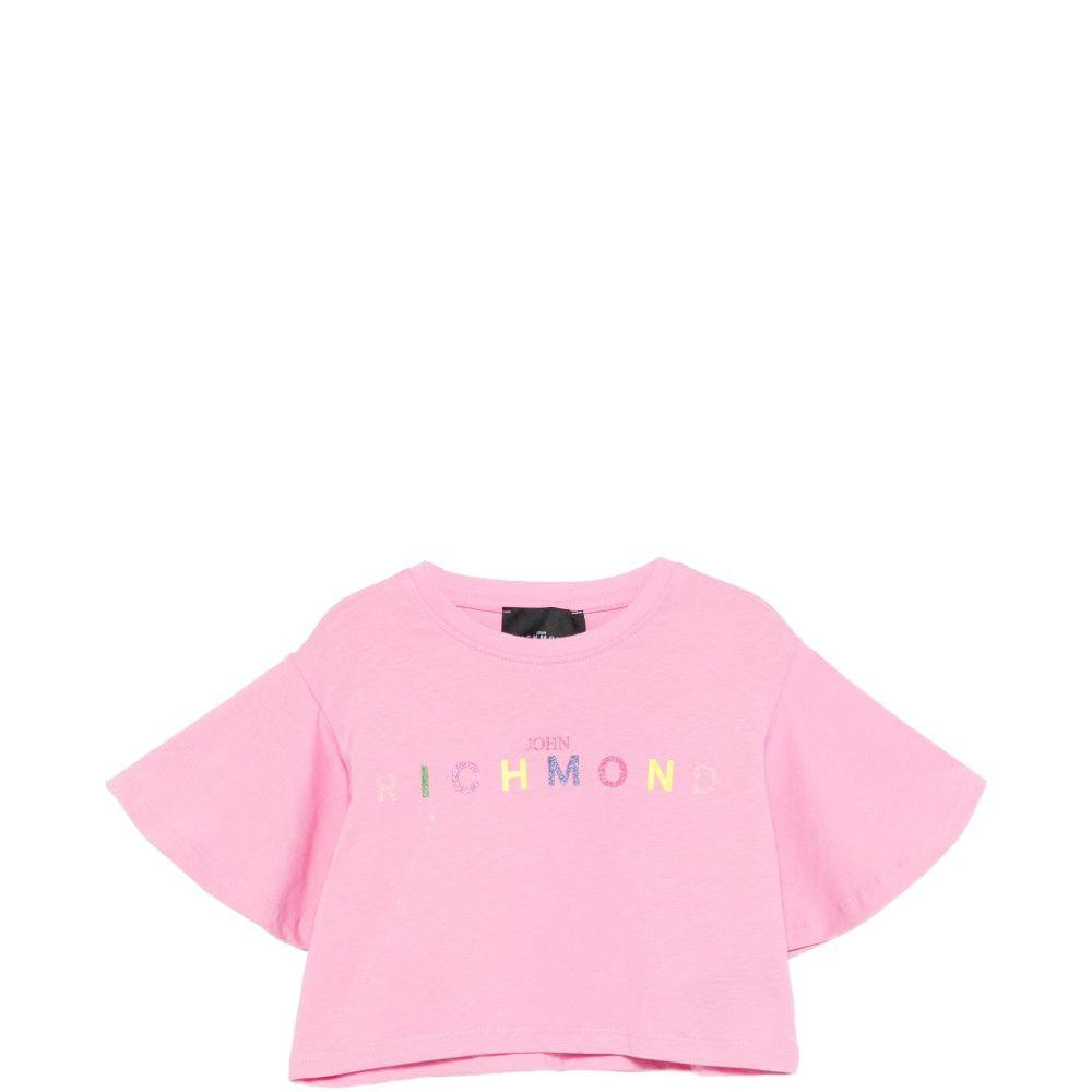 T-shirt per bambina John Richmond Junior rosa con ruches RGP26008TO PINK BEGONIA JOHN RICHMOND KIDS