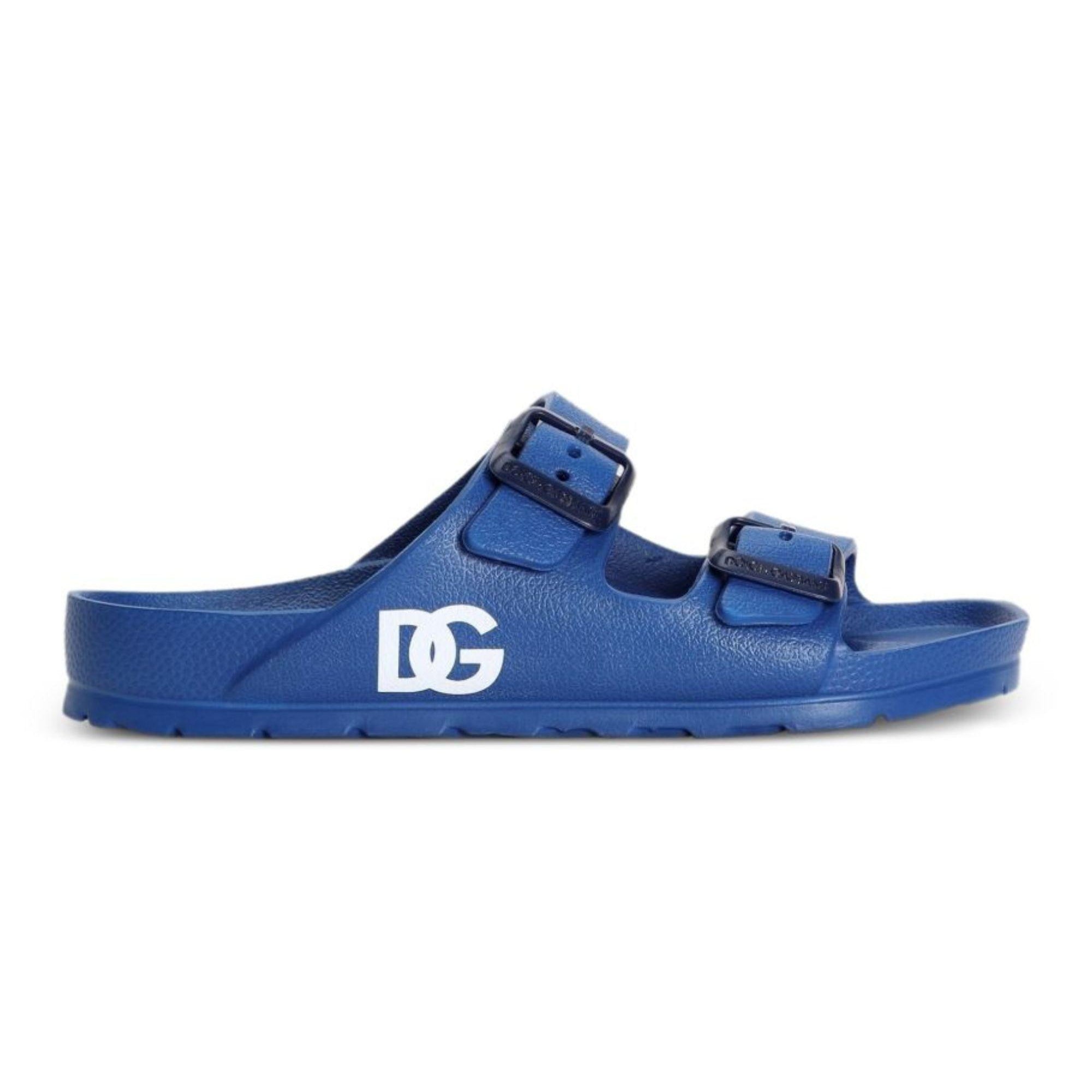 Ciabatte per bambino Dolce & Gabbana Kids blu con logo sul lato DD0324 A5103 80622 DOLCE & GABBANA KIDS