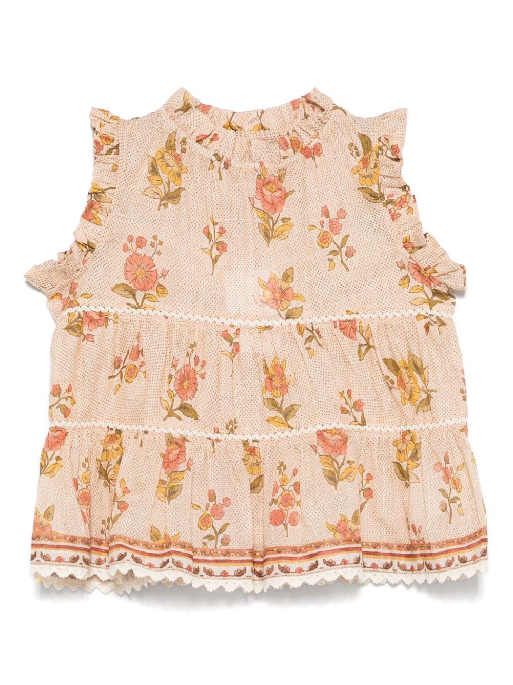Blusa per bambina Zimmermann Kids beige con stampa floreale 1249TR S253 ZIMMERMANN KIDS