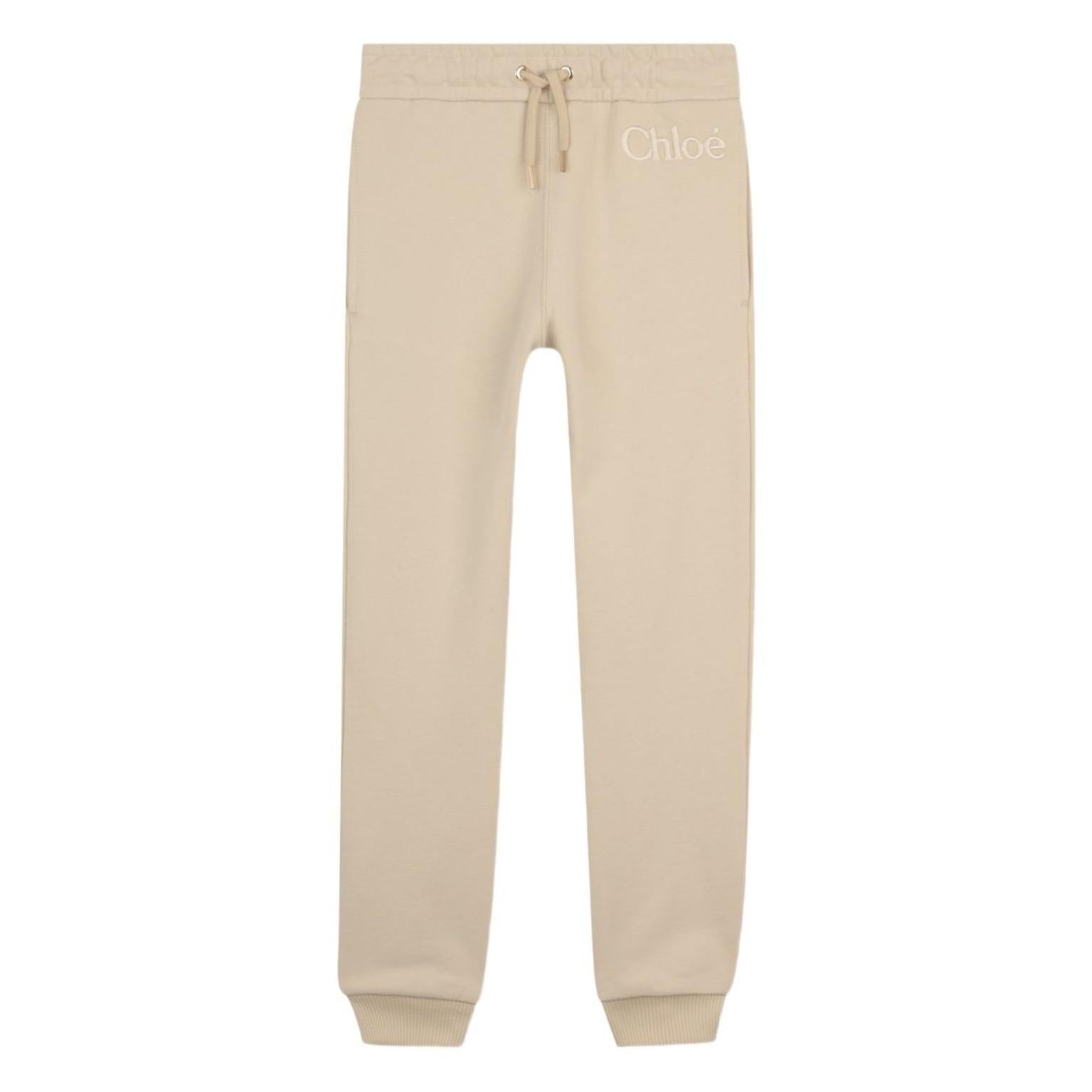 Pantaloni sportivi per bambina Chloé Kids beige con coulisse e logo C20826 72J CHLOE' KIDS