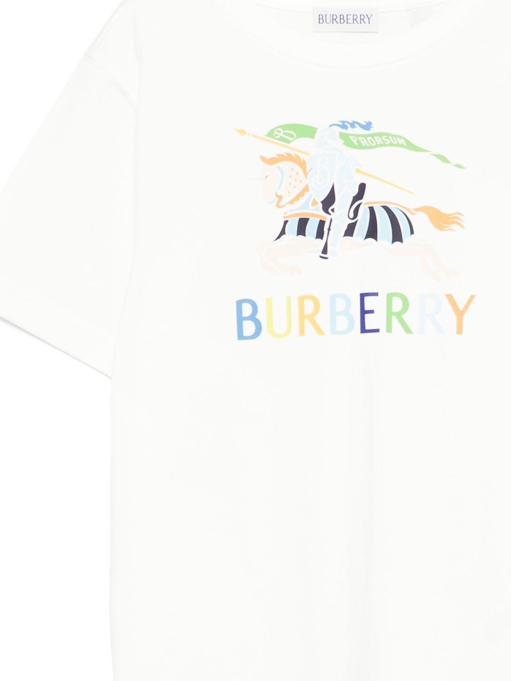 T-shirt per bambino Burberry Kids bianca con Equestrian Knight sul davanti 8117586 A2014 BURBERRY KIDS