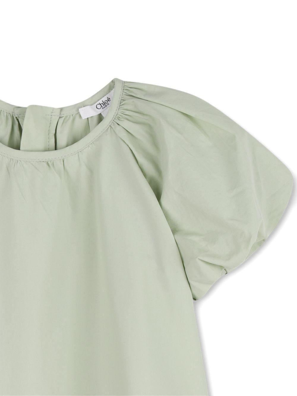 Abito per neonata Chloé Kids verde con ricamo a fiori C20889 68K CHLOE' KIDS