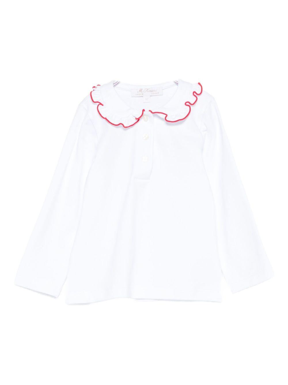 T-shirt per neonata Mariella Ferrari bianca con colletto arricciato CM933ML 092 P009 MARIELLA FERRARI