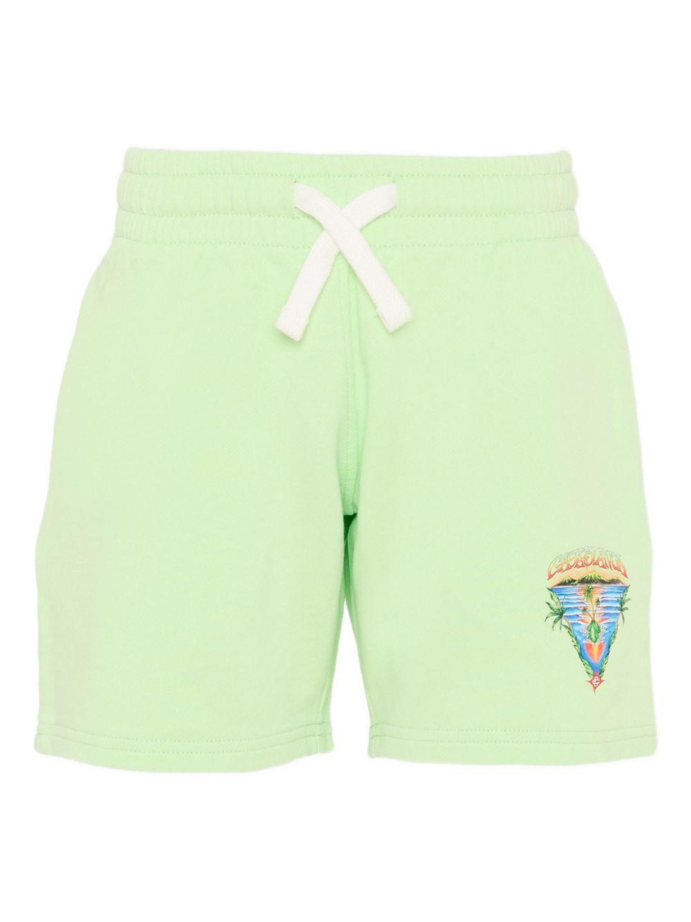 Shorts per bambino Casablanca Kids verde con stampa logo KSP26JTR26601 INNOCENCE TRIANGLE CASABLANCA KIDS