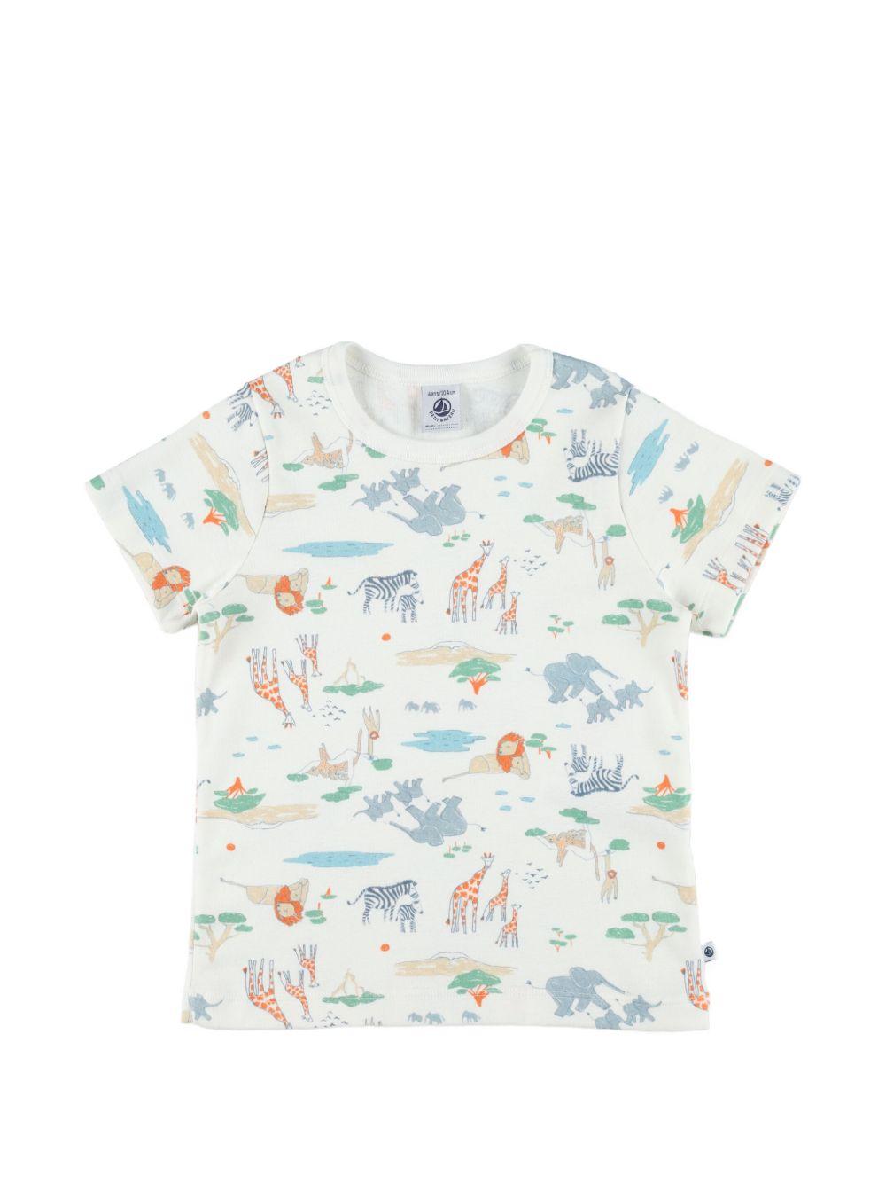 Set pigiama e maschera per bambino Petit Bateau bianco con stampa animali all-over A0F6M 01 PETIT BATEAU KIDS