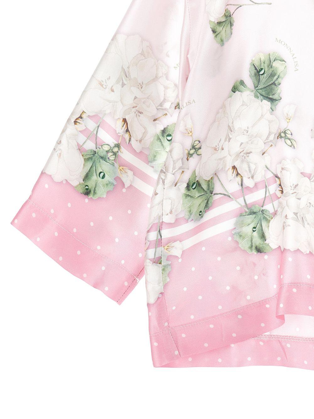 Camicia per bambina Monnalisa rosa con stampa a fiori 71G302 7668 0091 MONNALISA