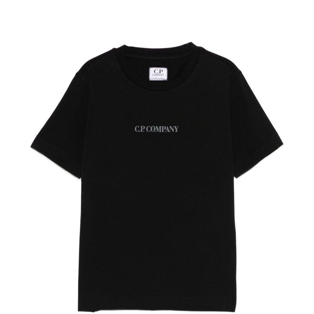 T-shirt per bambino C.P. Company Kids nera con logo sul davanti CUM00ULAA17 60100 C.P.COMPANY KIDS