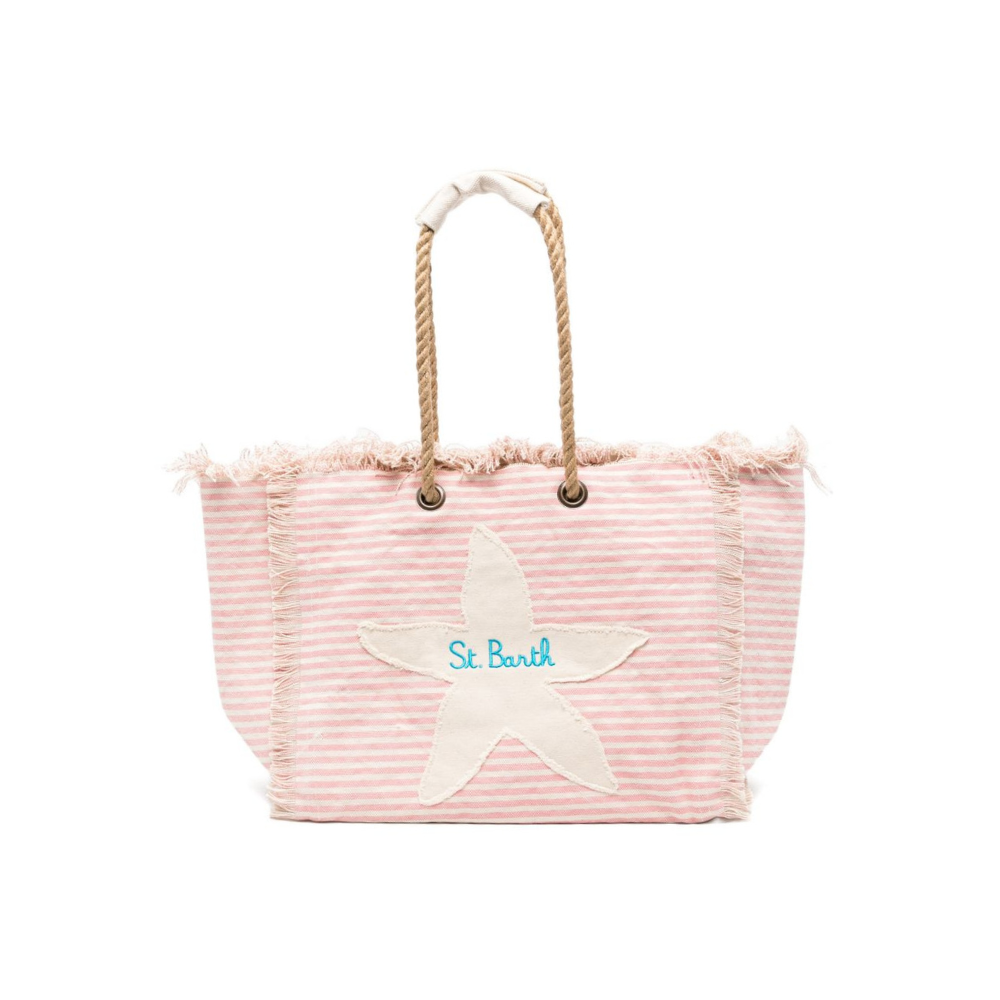 Borsa Beach Bag MC2 Saint Barth rosa con fantasia a righe orizzontali BEA0003 09404L MC2 ST. BARTH KIDS