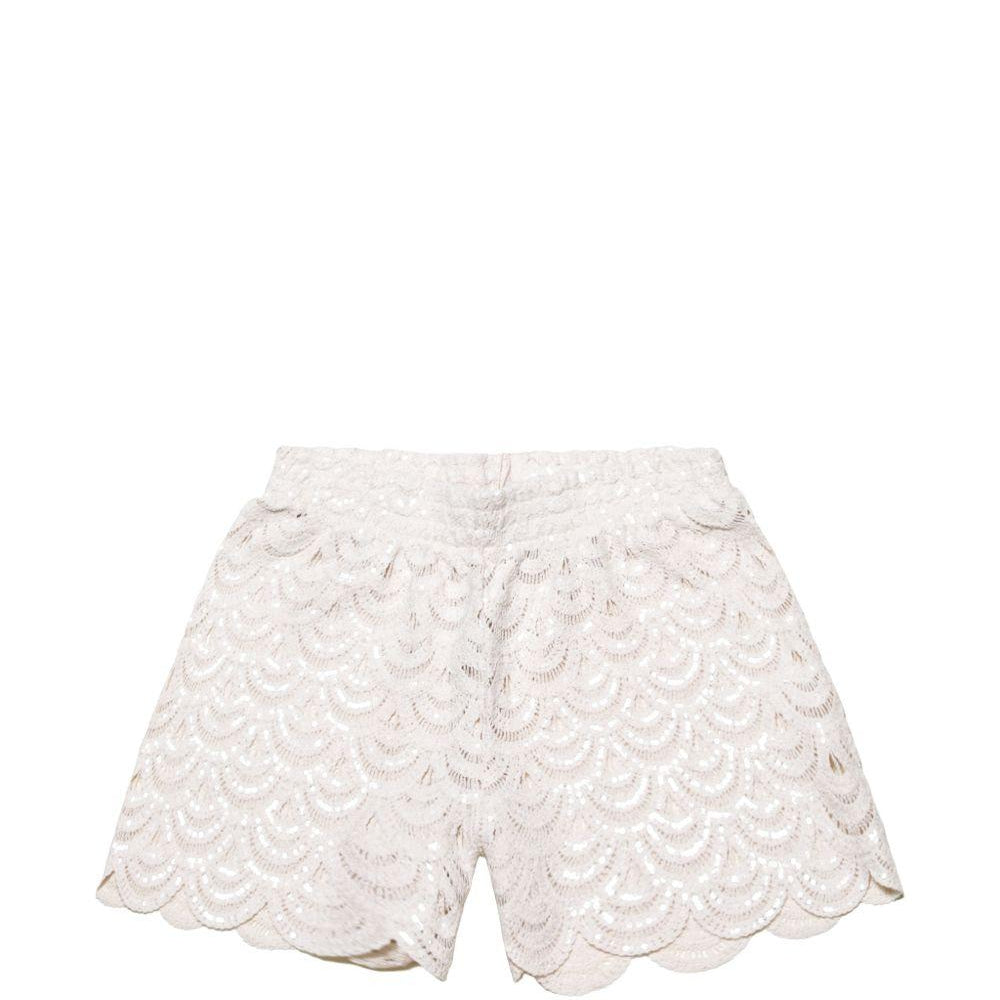 Pantaloncini Meave da donna MC2 Saint Barth con bordo smerlato e decorazioni di paillettes MEA002 01719L MC2 ST. BARTH