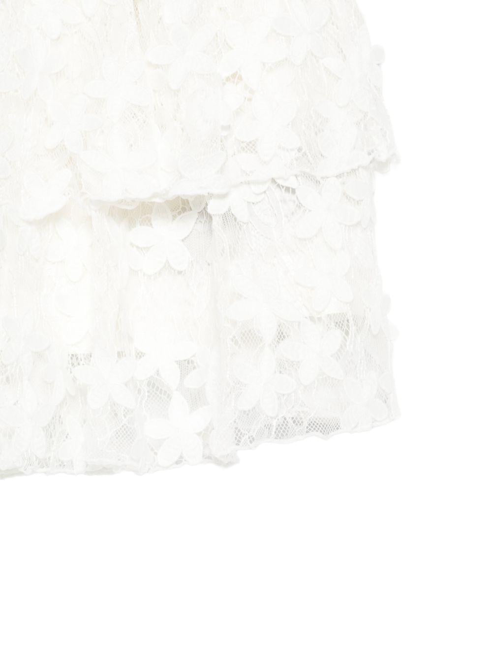 Gonna per bambina Balmain Kids bianca con dettagli floreali all-over BY7A91 U0263 100 BALMAIN KIDS