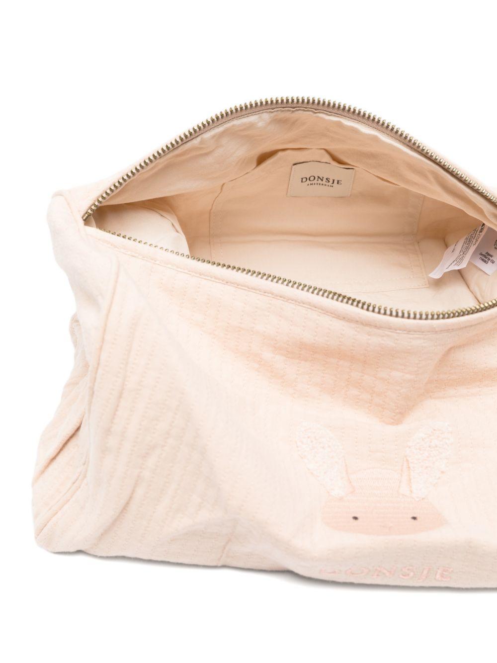 Borsa da toilette Tebe per neonati Donsje rosa con ricamo coniglio 7100201 00074 DONSJE KIDS
