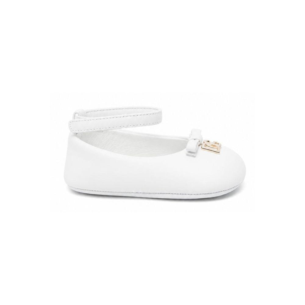 Ballerine per neonata Dolce & Gabbana Kids bianche con placca logo DK0065 AB793 80001 DOLCE & GABBANA KIDS