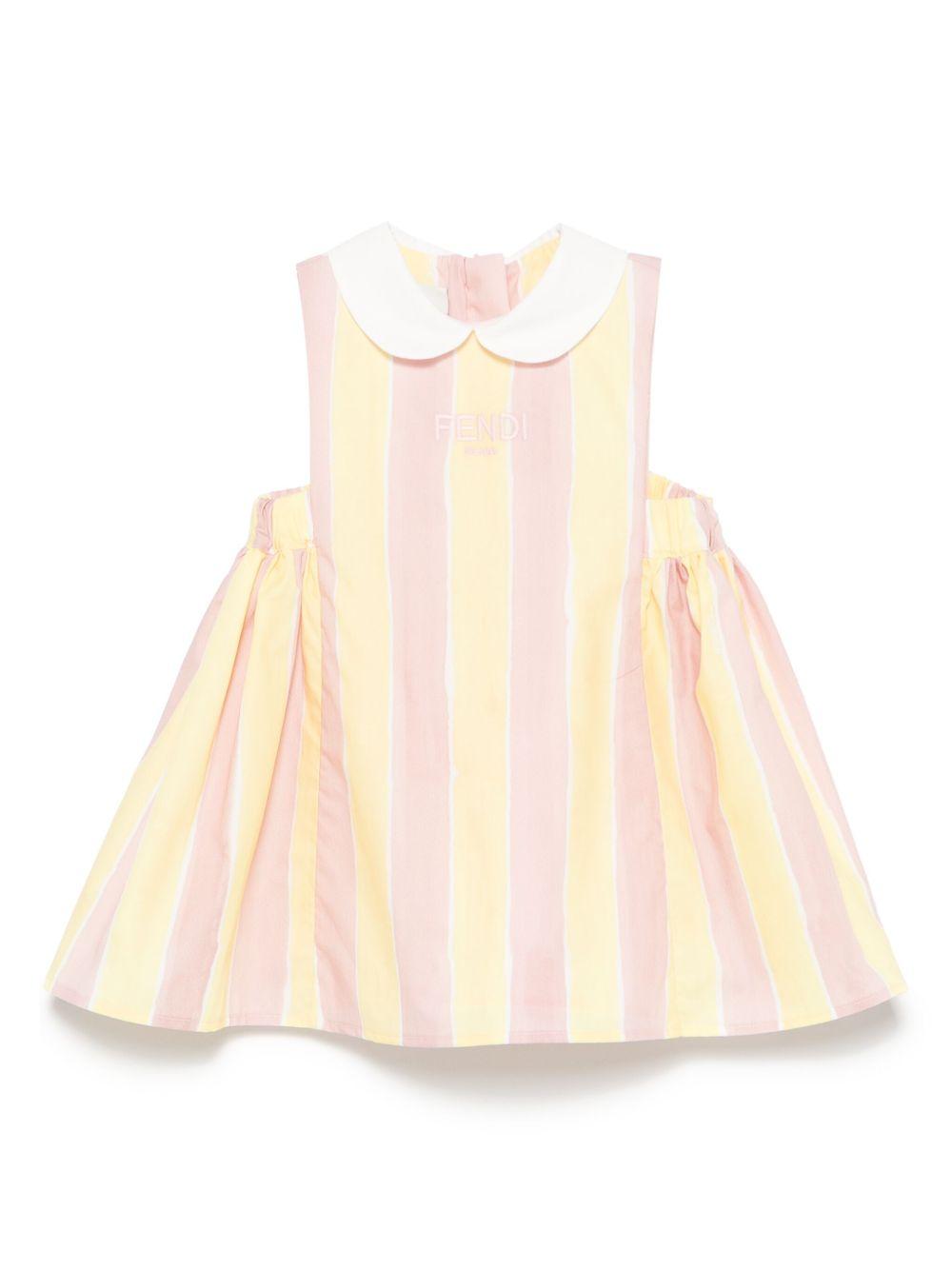 Abito baby in popeline per neonata Fendi Kids multicolor con motivo Pequin BFB542 AS67 F1R0X FENDI KIDS