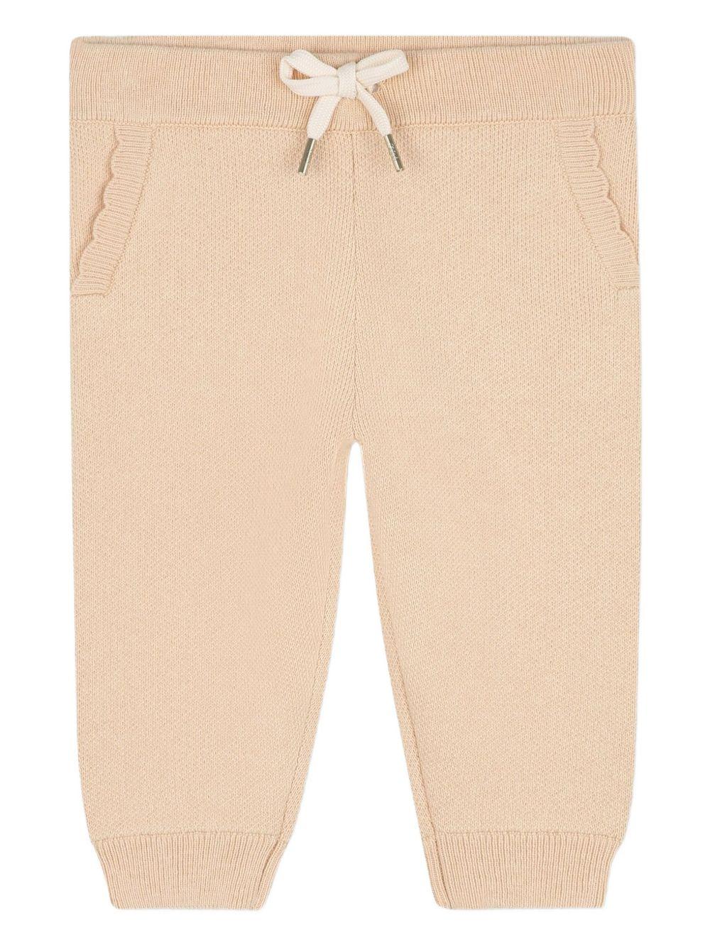 Set tuta sportiva per neonata Chloé Kids beige con logo ricamato C20721 257 CHLOE' KIDS
