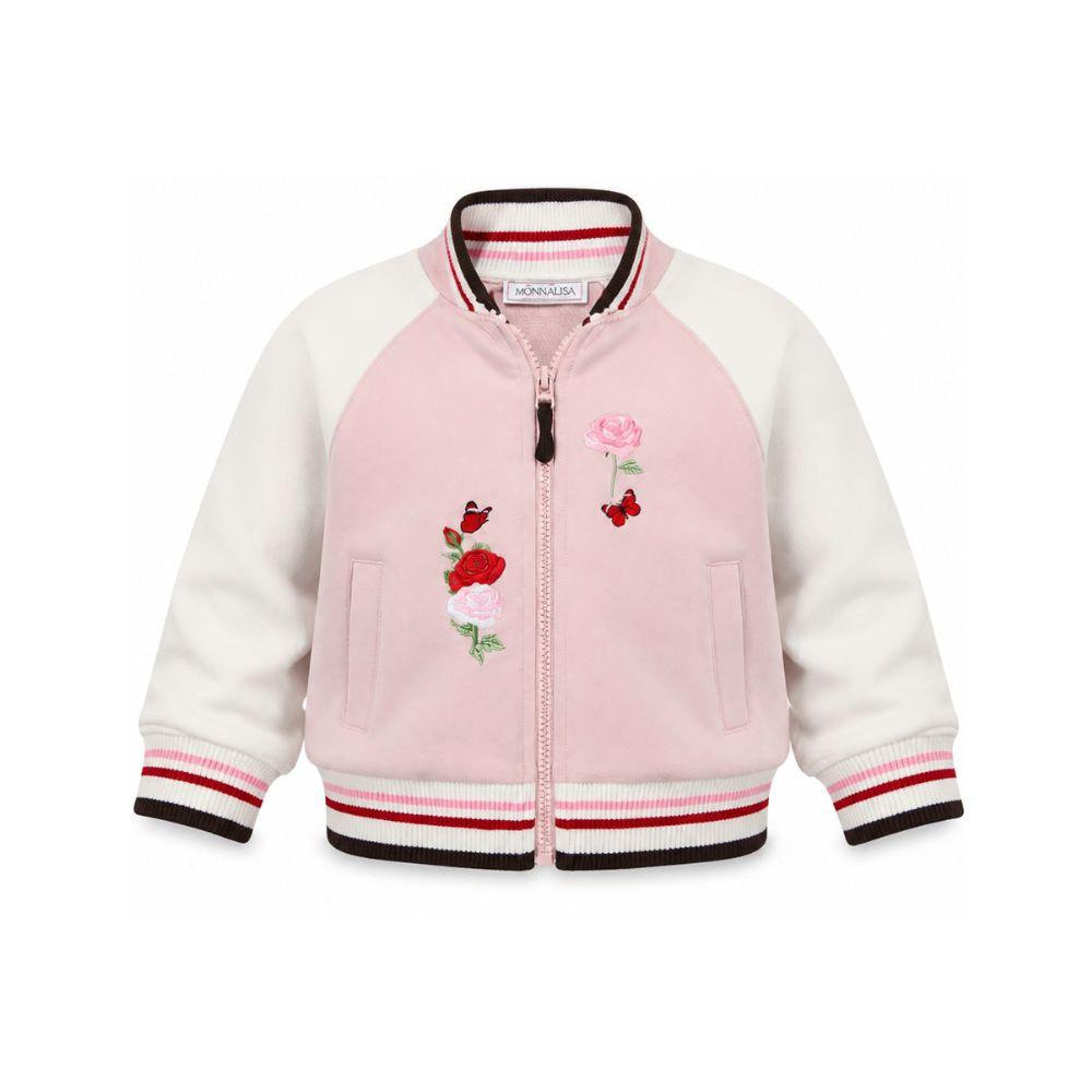 Felpa per bambina Monnalisa Kids rosa con ricamo a fiori sul davanti 19H801 8006 094F MONNALISA KIDS